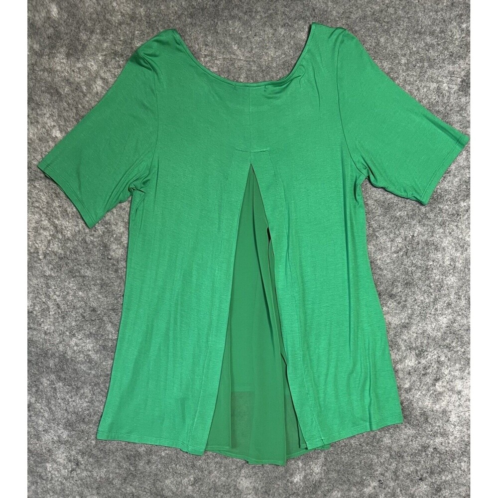 Kim & Cami Tunic Top Women's 1X Semi Sheer Tunic Blouse Green - Picture 9 of 13